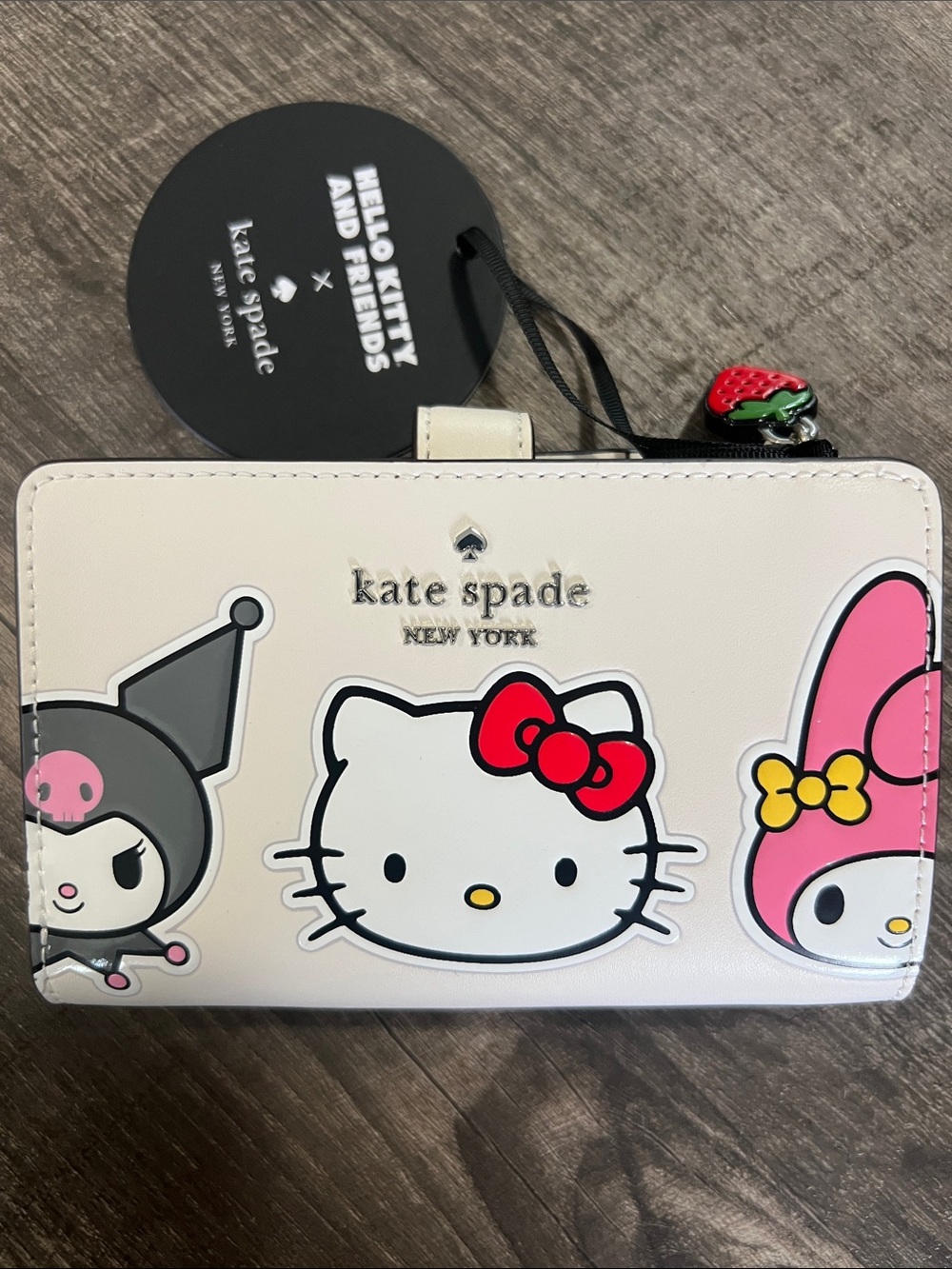 NEW! kate spade Cream Hello Kitty & Friends Zip Wallet with Red and Pink Accents